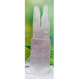 Selenite Candeeiro +-40cm duas pontas