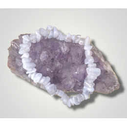 Pulseira Mineral Chip Calcedonia Azul
