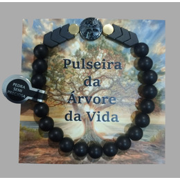 Pulseira da Árvore da vida - Ônix- Dourado
